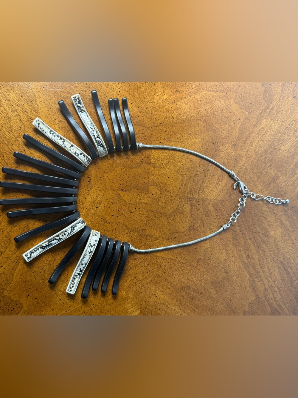 Chico's Black and Silver Statement Collar Necklace